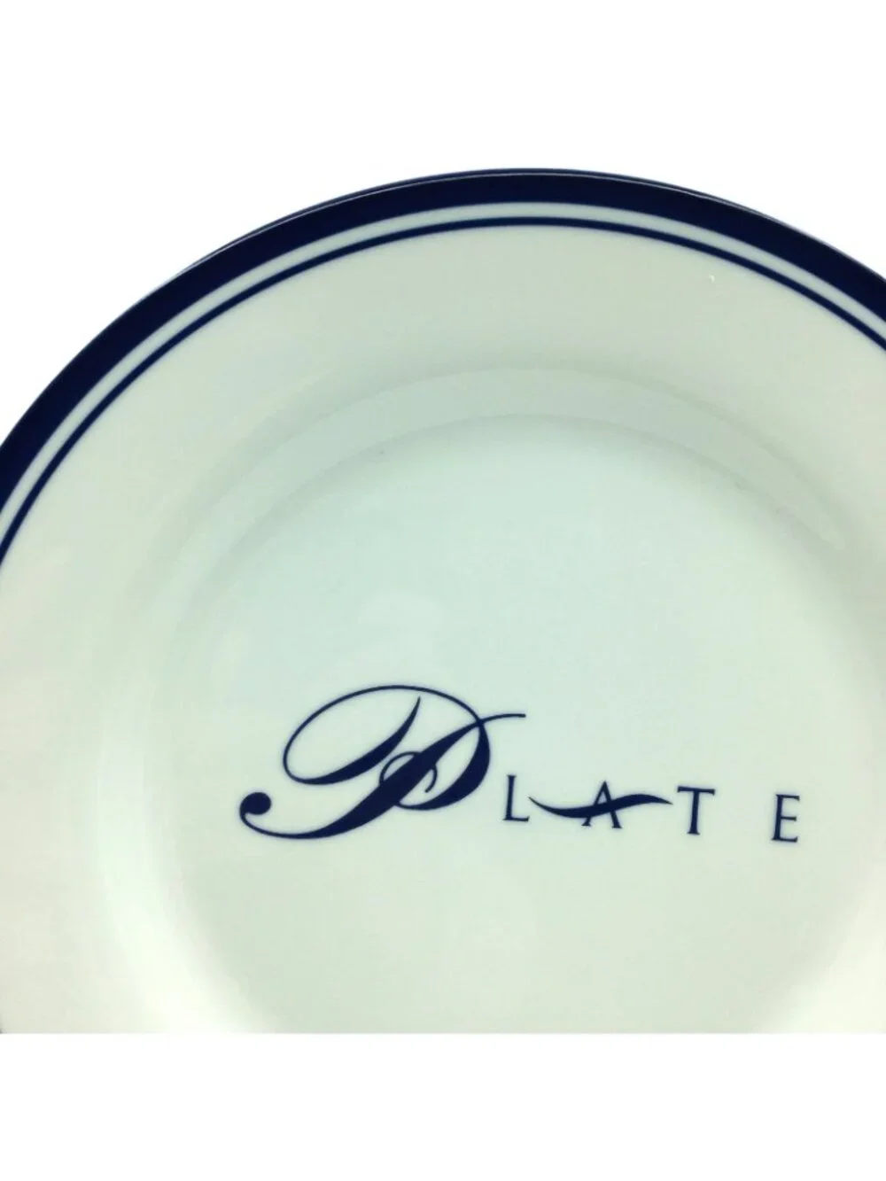 Pottery Barn PARAGRAPH White Cobalt Blue Band Dinner Platter Chop Plate 12-1/4”